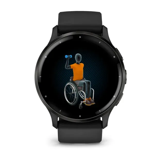 Garmin Venu 3 Stainless Steel Bezel Silicone Band - Black | 49-GAR-010-02784-01