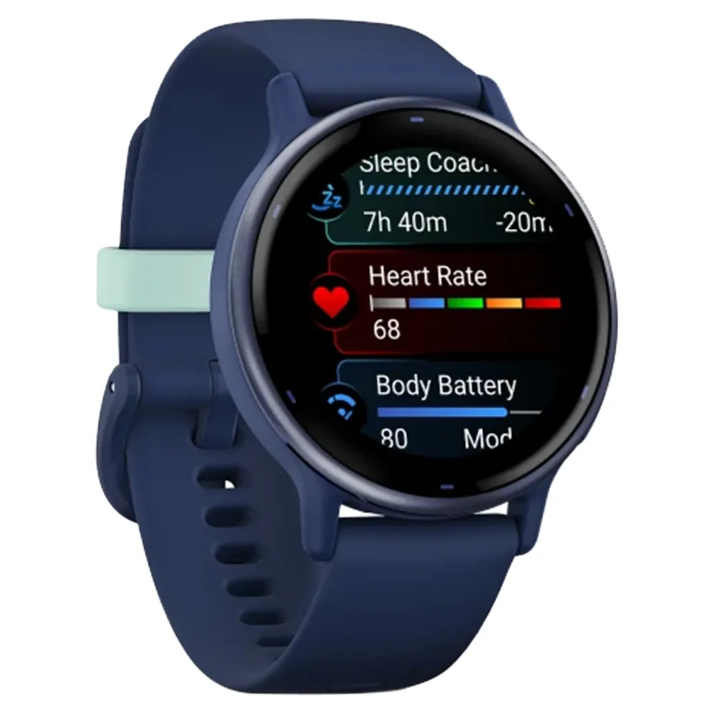 Garmin Vivoactive 5 Aluminium Bezel Silicone Band - Metallic Navy & Navy | 49-GAR-010-02862-12