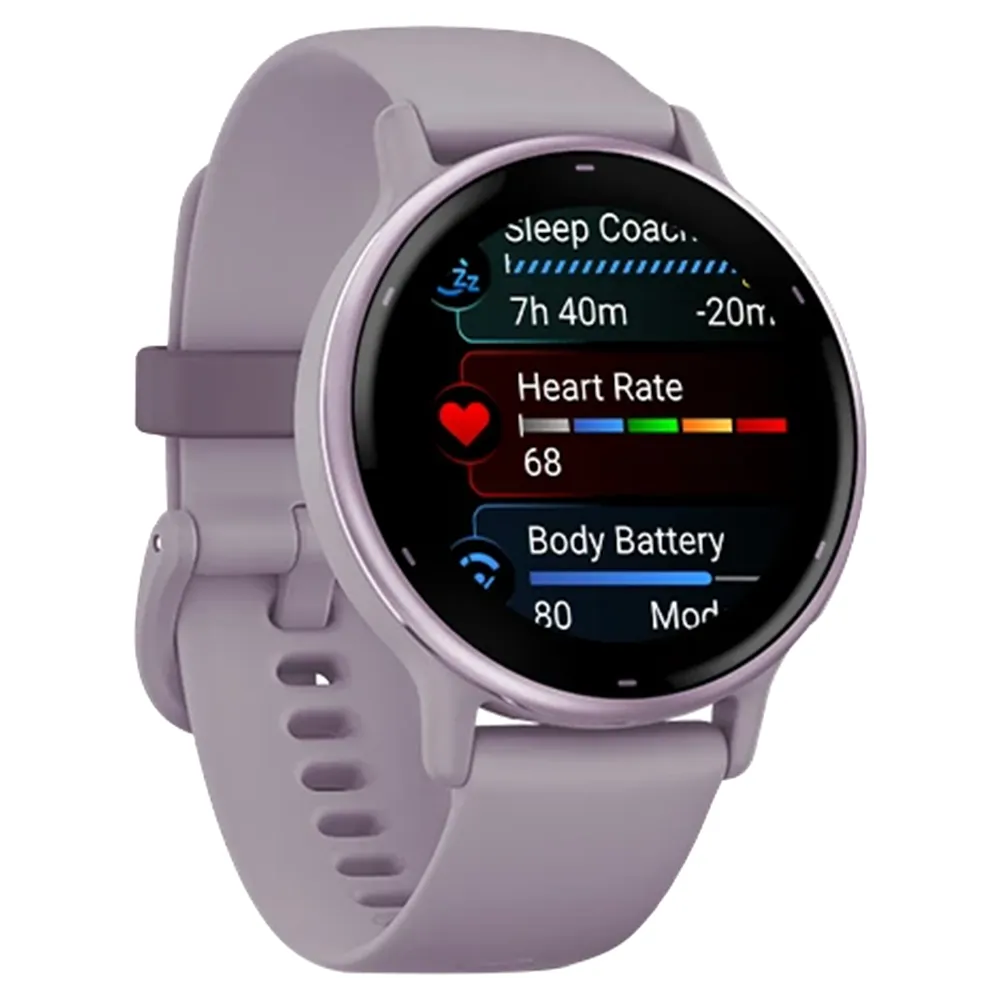 Garmin Vivoactive 5 Aluminium Bezel Silicone Band - Metallic Orchid & Orchid | 49-GAR-010-02862-13