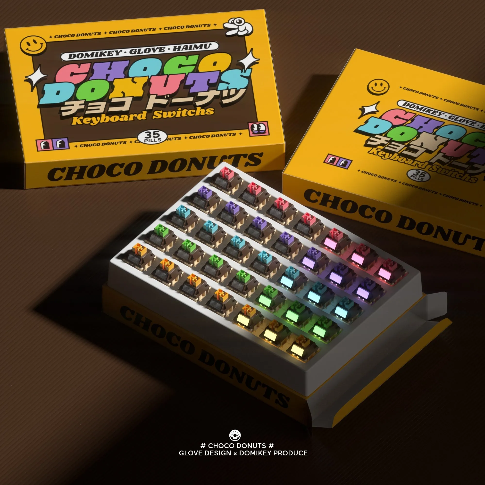 [GBEXTRAS] GLOVE x Domikey Choco Donuts Cherry profile Doubleshot tripleshot keycaps resion novelty stitch-edged mousepad
