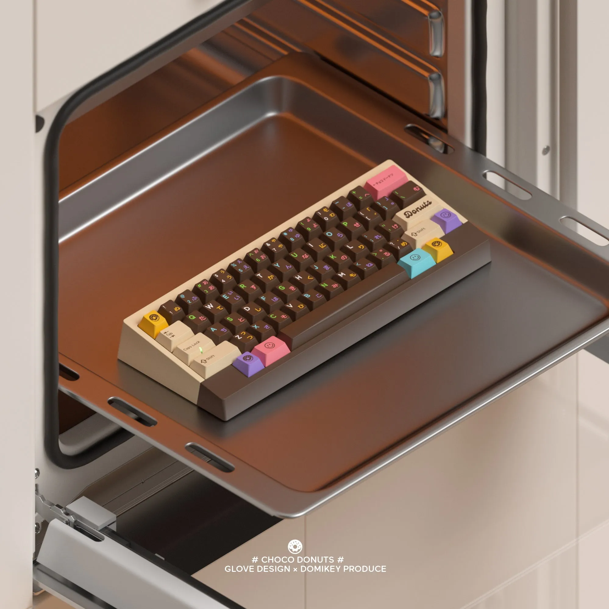 [GBEXTRAS] GLOVE x Domikey Choco Donuts Cherry profile Doubleshot tripleshot keycaps resion novelty stitch-edged mousepad