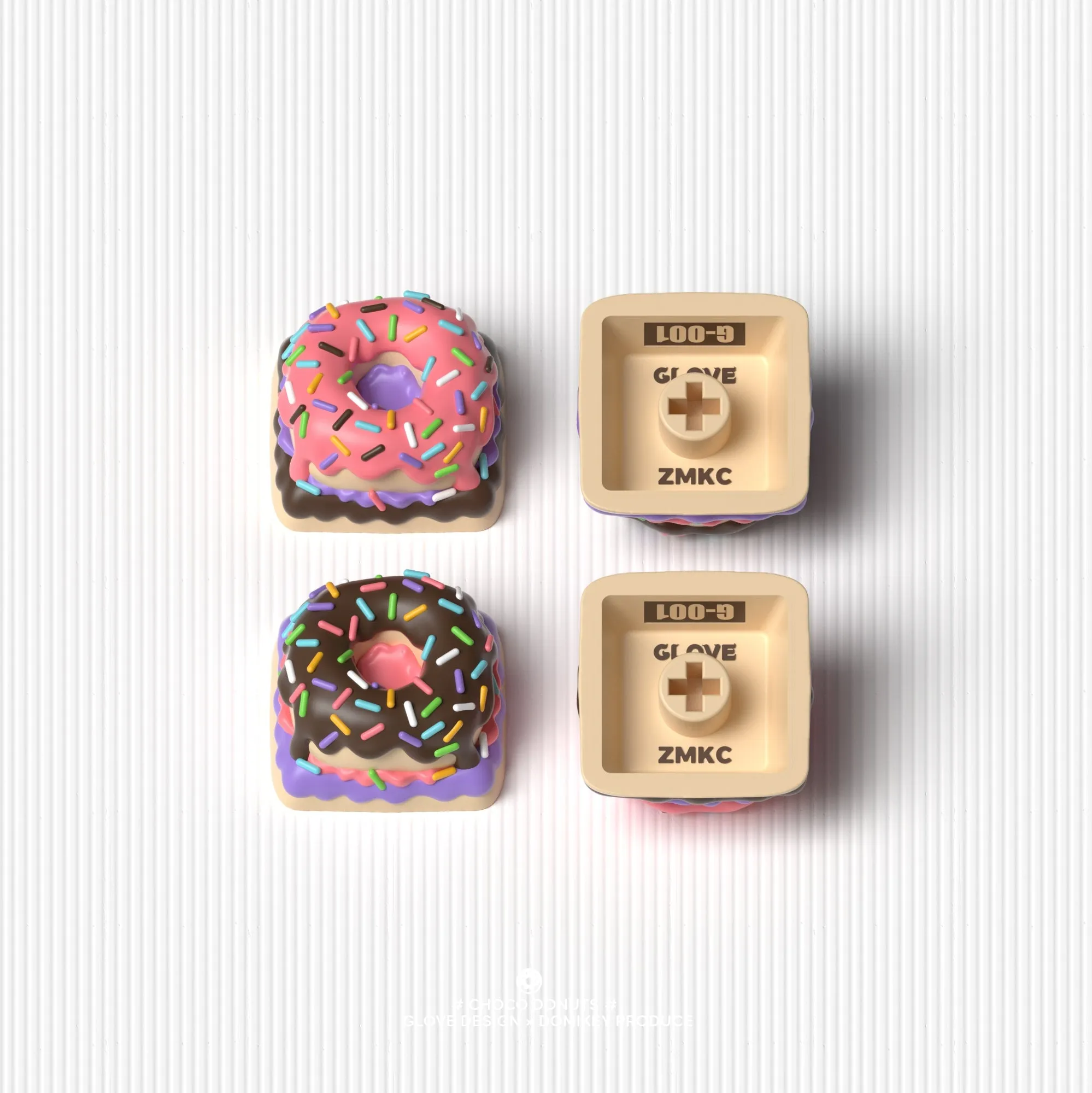 [GBEXTRAS] GLOVE x Domikey Choco Donuts Cherry profile Doubleshot tripleshot keycaps resion novelty stitch-edged mousepad