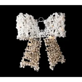 Gold/White Woven Bow 15 Warm White Led 40cm