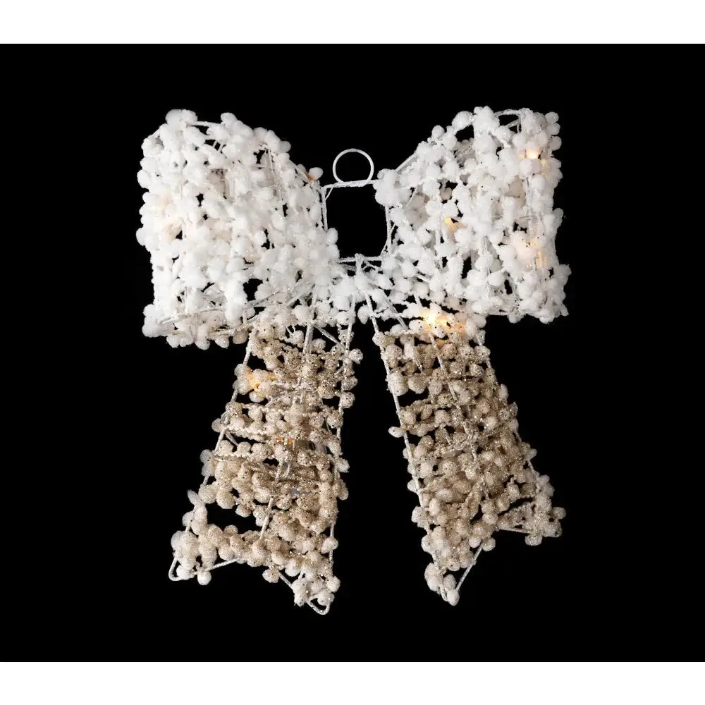 Gold/White Woven Bow 15 Warm White Led 40cm