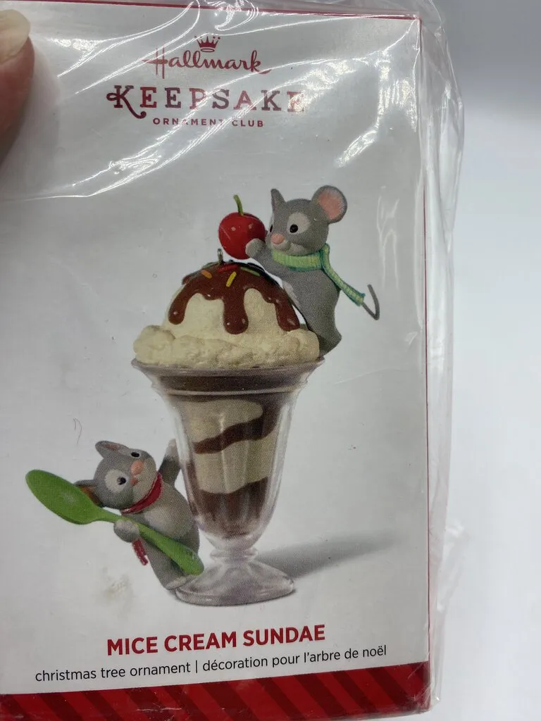 Hallmark Keepsake 2014 Ornament Club “Mice Cream Sundae” Christmas Tree Ornament NIB /ro