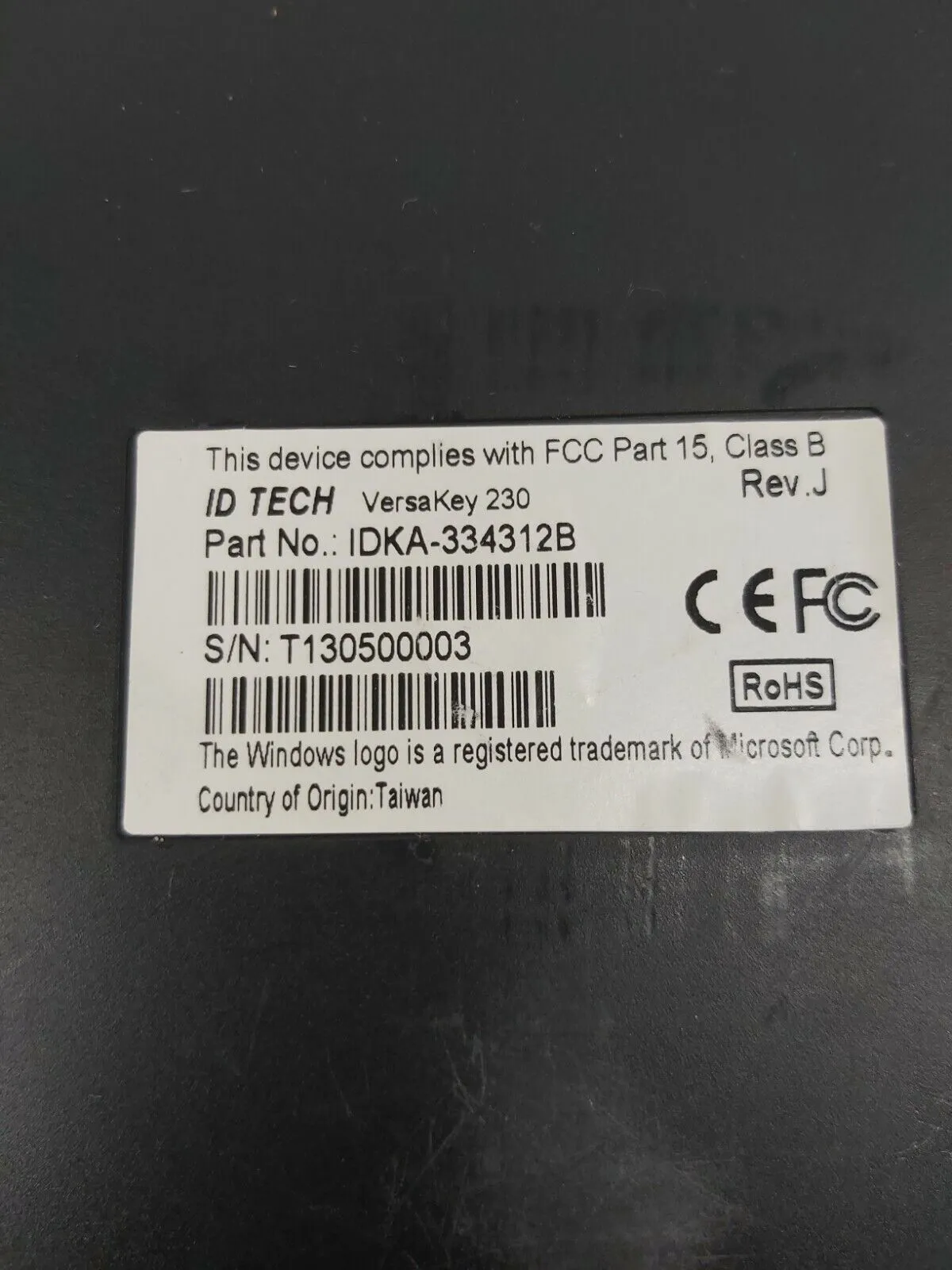 ID Tech IDKA-334312B Magstripe Card Reader Keyboard