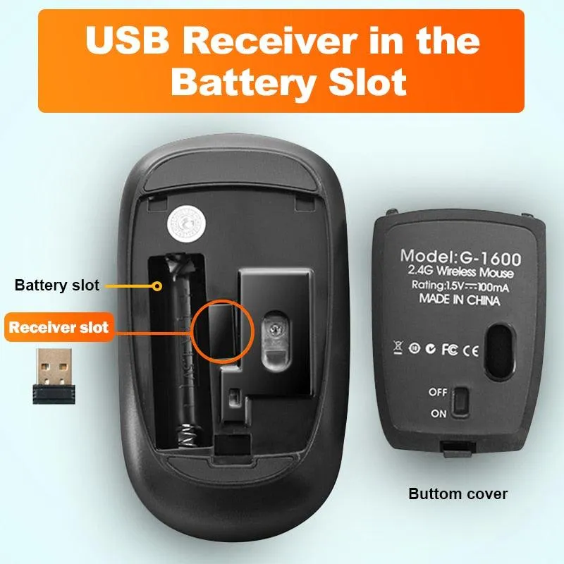 iMice Wireless Mouse Silent Computer Mouse 1600 DPI Ergonomic Mause Noiseless Sound USB PC Mice Mute Wireless Mice for Laptop