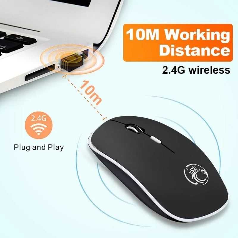 iMice Wireless Mouse Silent Computer Mouse 1600 DPI Ergonomic Mause Noiseless Sound USB PC Mice Mute Wireless Mice for Laptop