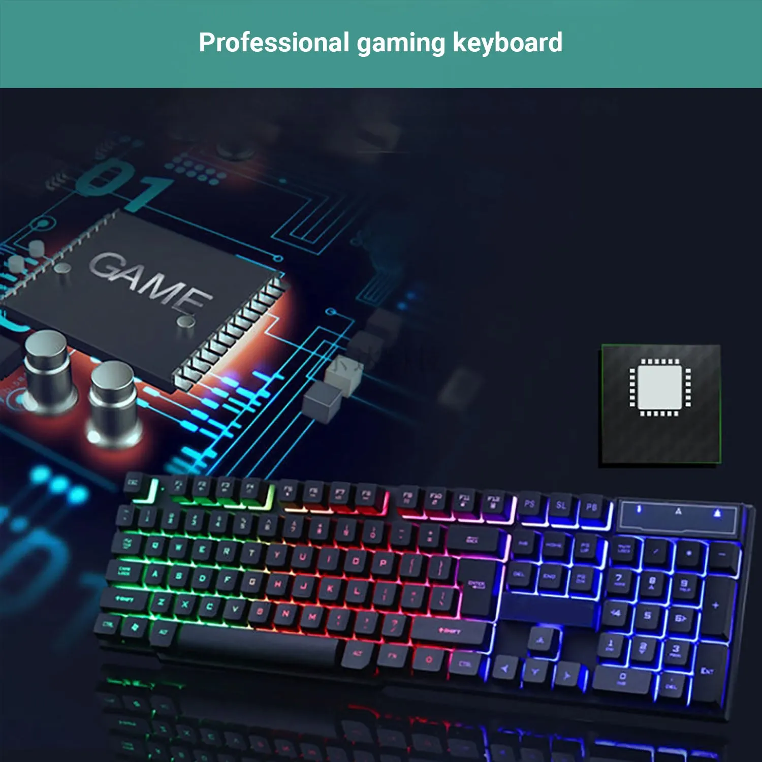 Kartech Gaming Keyboard & Mouse Set Wired Mechanical Feeling Rainbow LED Backlit