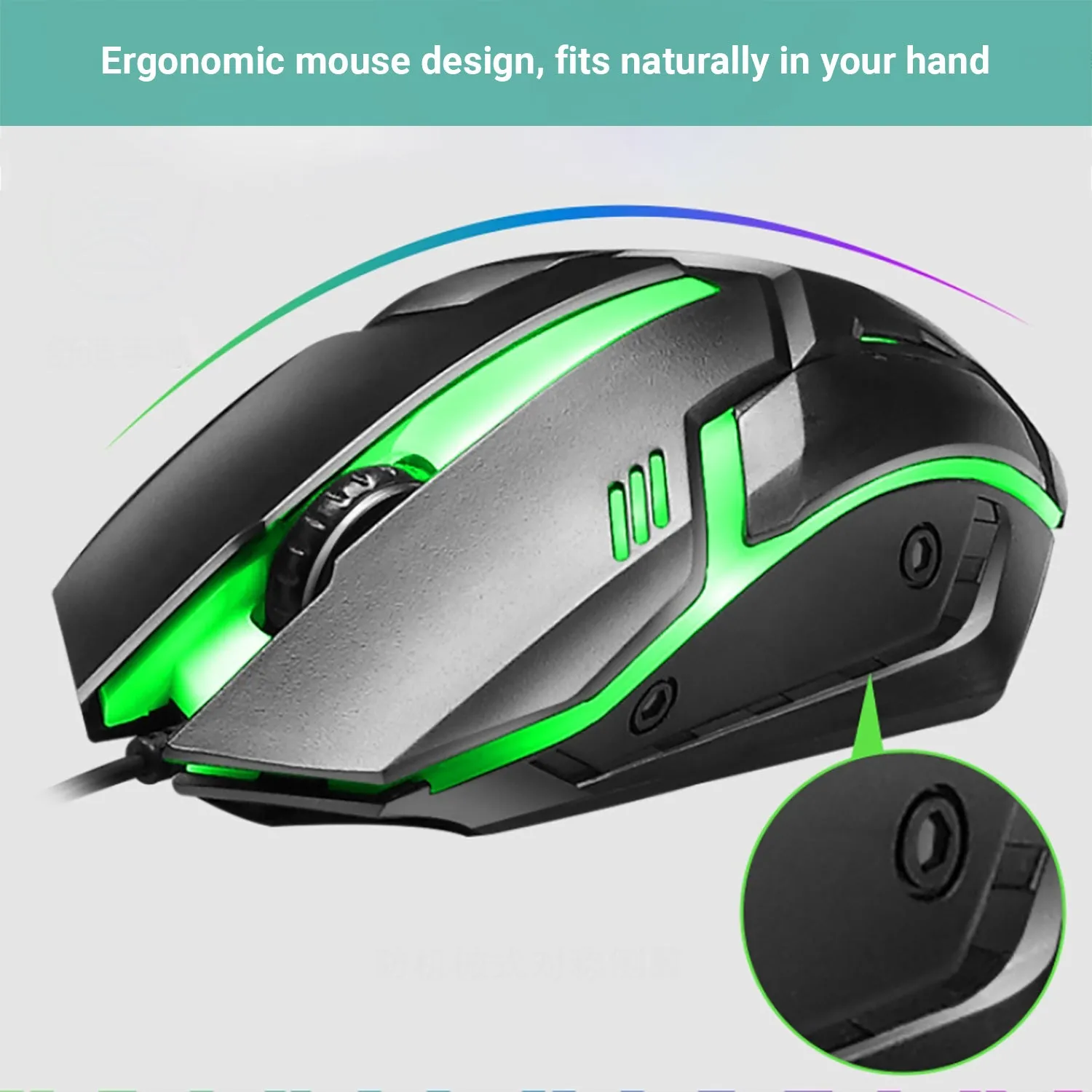 Kartech Gaming Keyboard & Mouse Set Wired Mechanical Feeling Rainbow LED Backlit