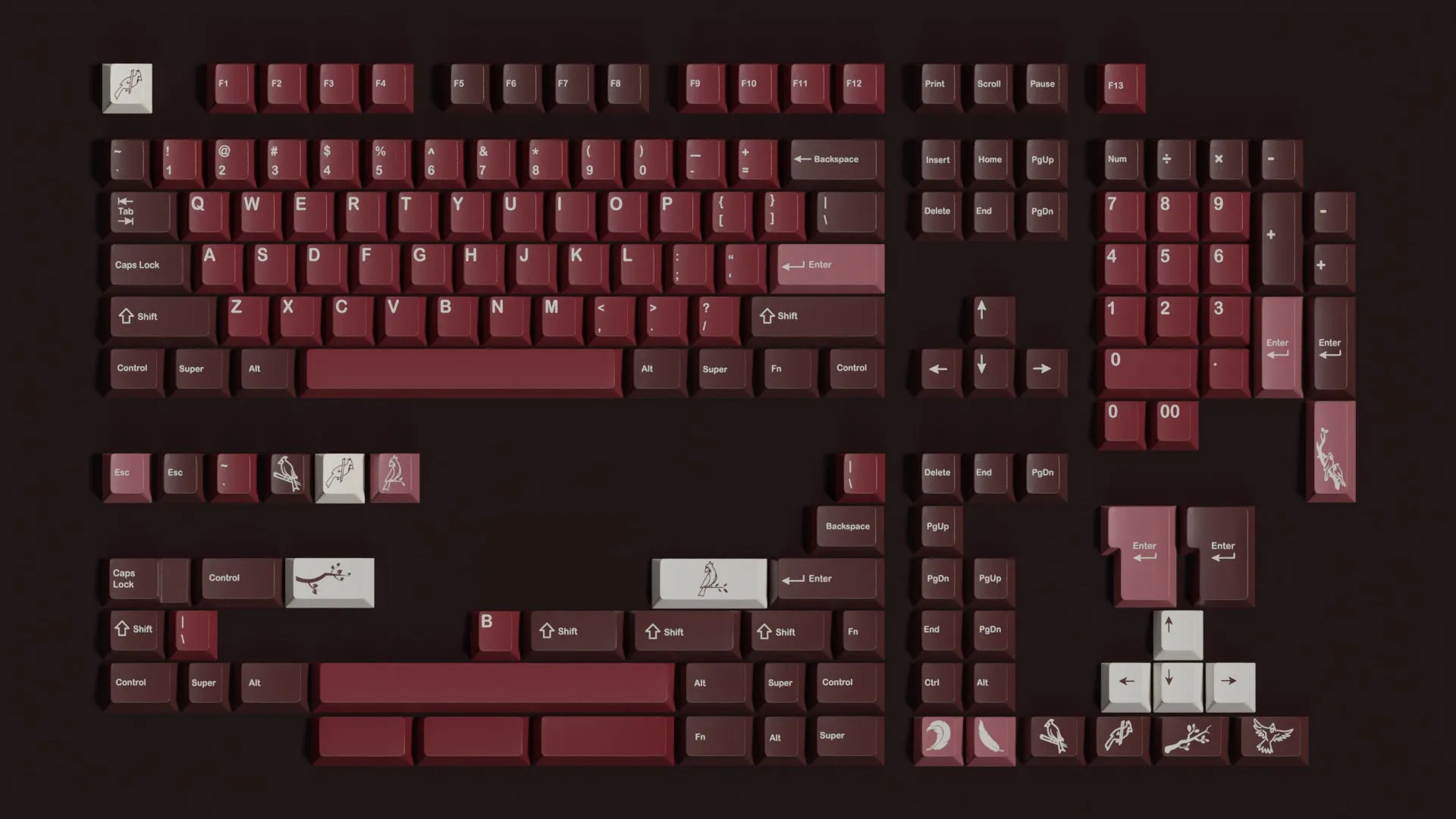kfaPBT Cardinal Keycaps
