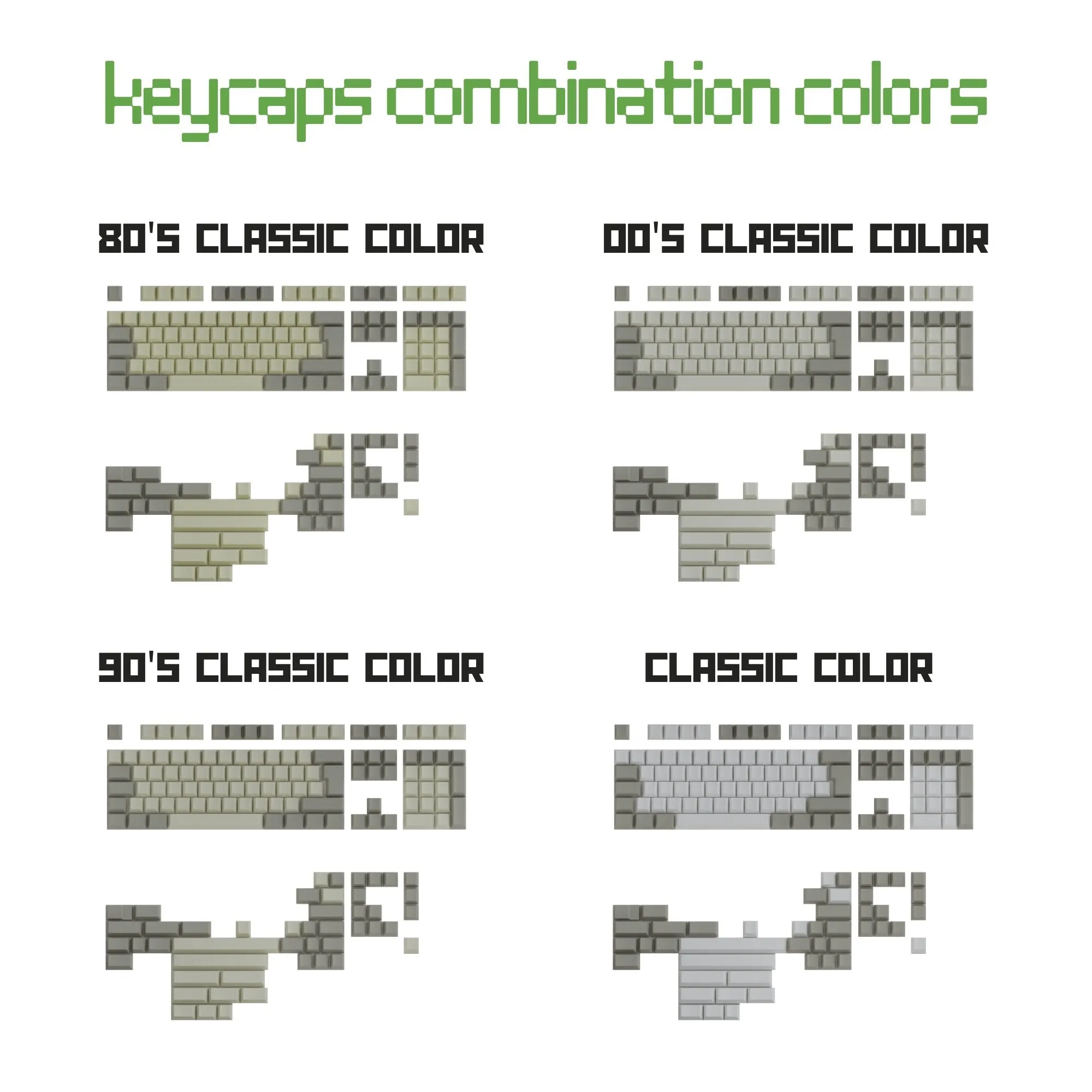 Korean Hangul Classic Vintage Keycaps Set | Retro Keycaps