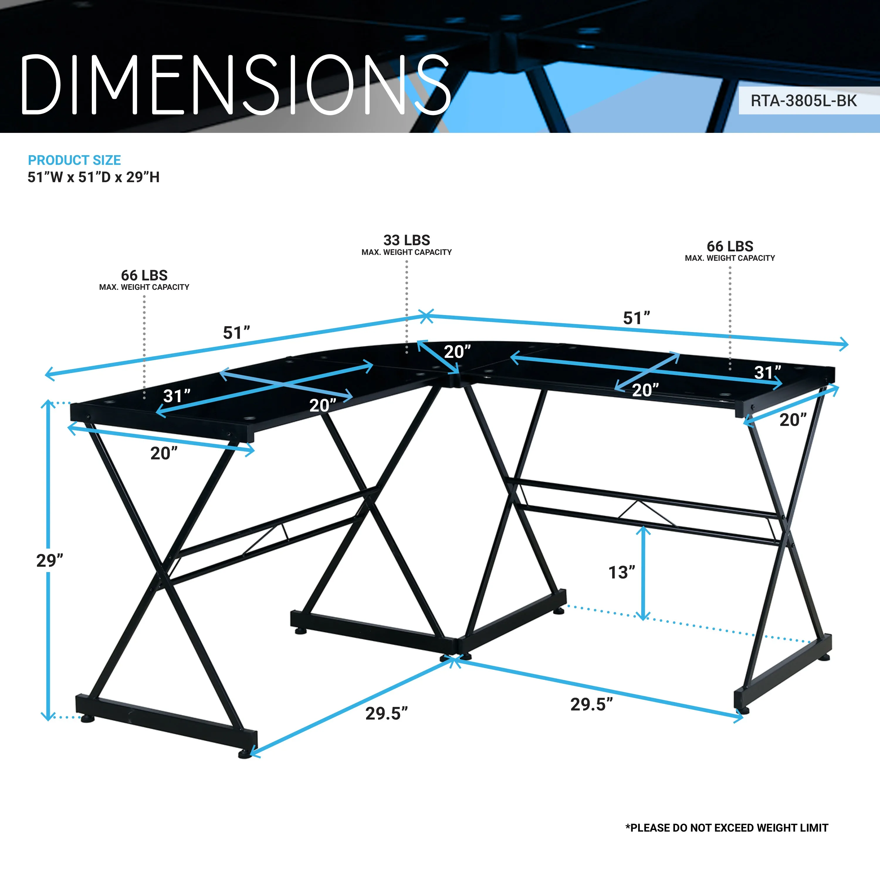 L-Shaped Glass Computer Desk