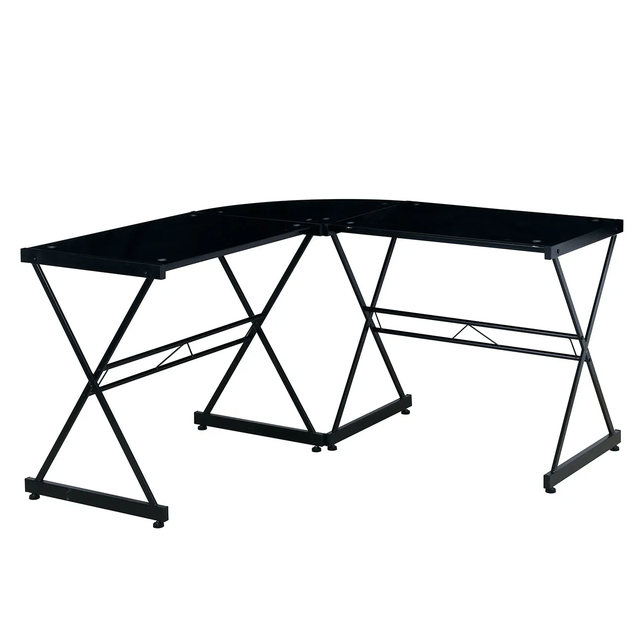 L-Shaped Glass Computer Desk