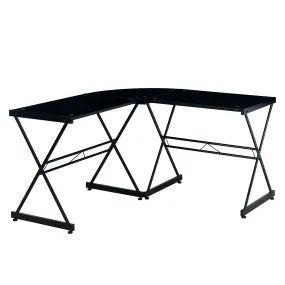 L-Shaped Glass Computer Desk