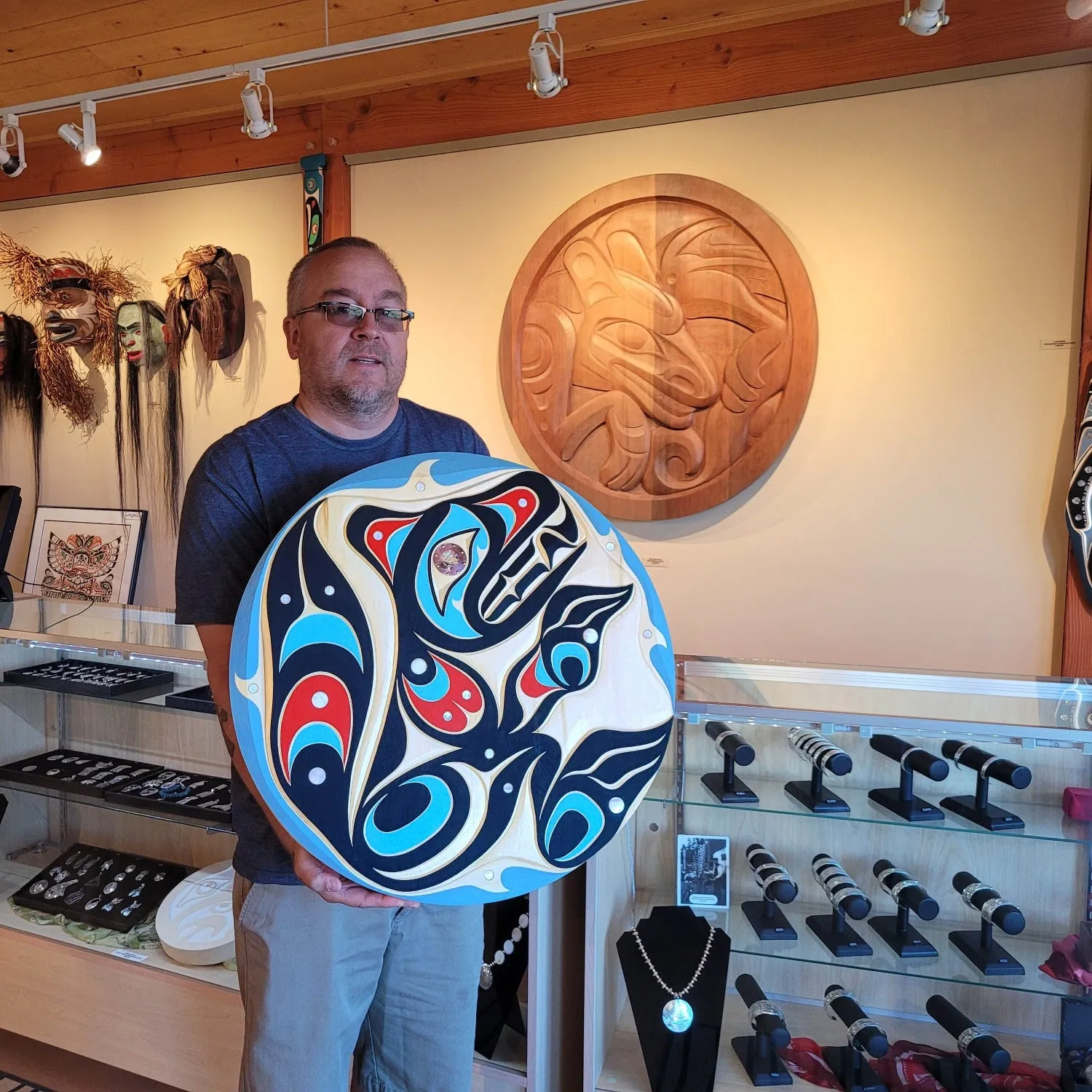 Large Carved Wolf Panel