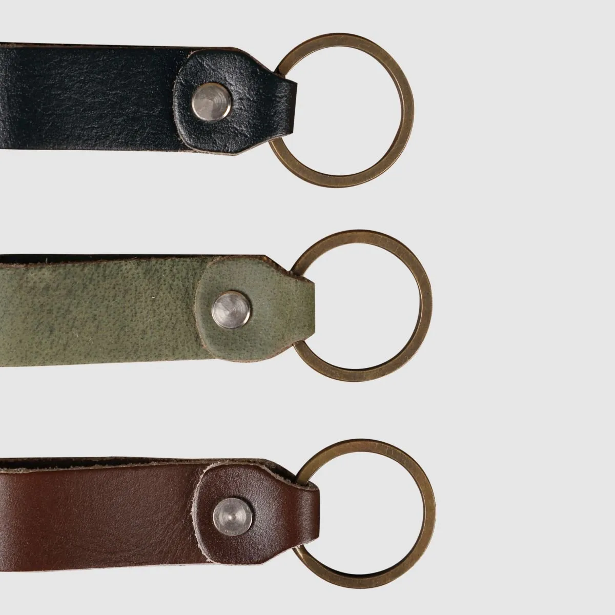 Leather Keychain Loop Style- Black Matte