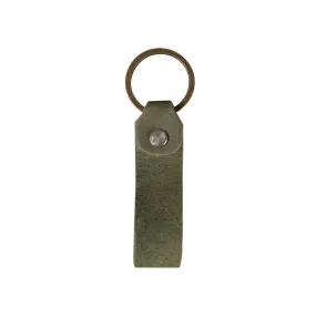Leather Keychain Loop Style- Olive Green