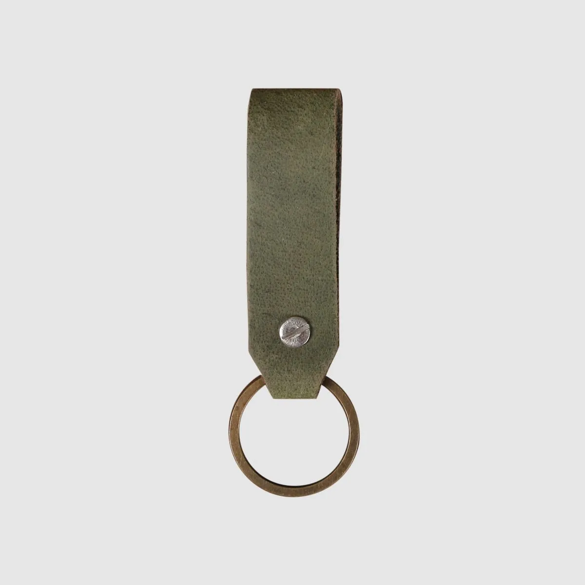 Leather Keychain Loop Style- Olive Green
