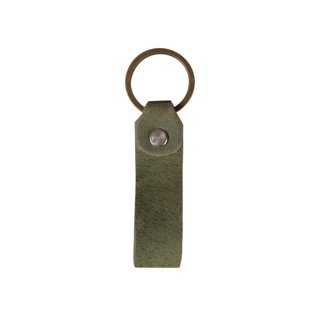 Leather Keychain Loop Style- Olive Green