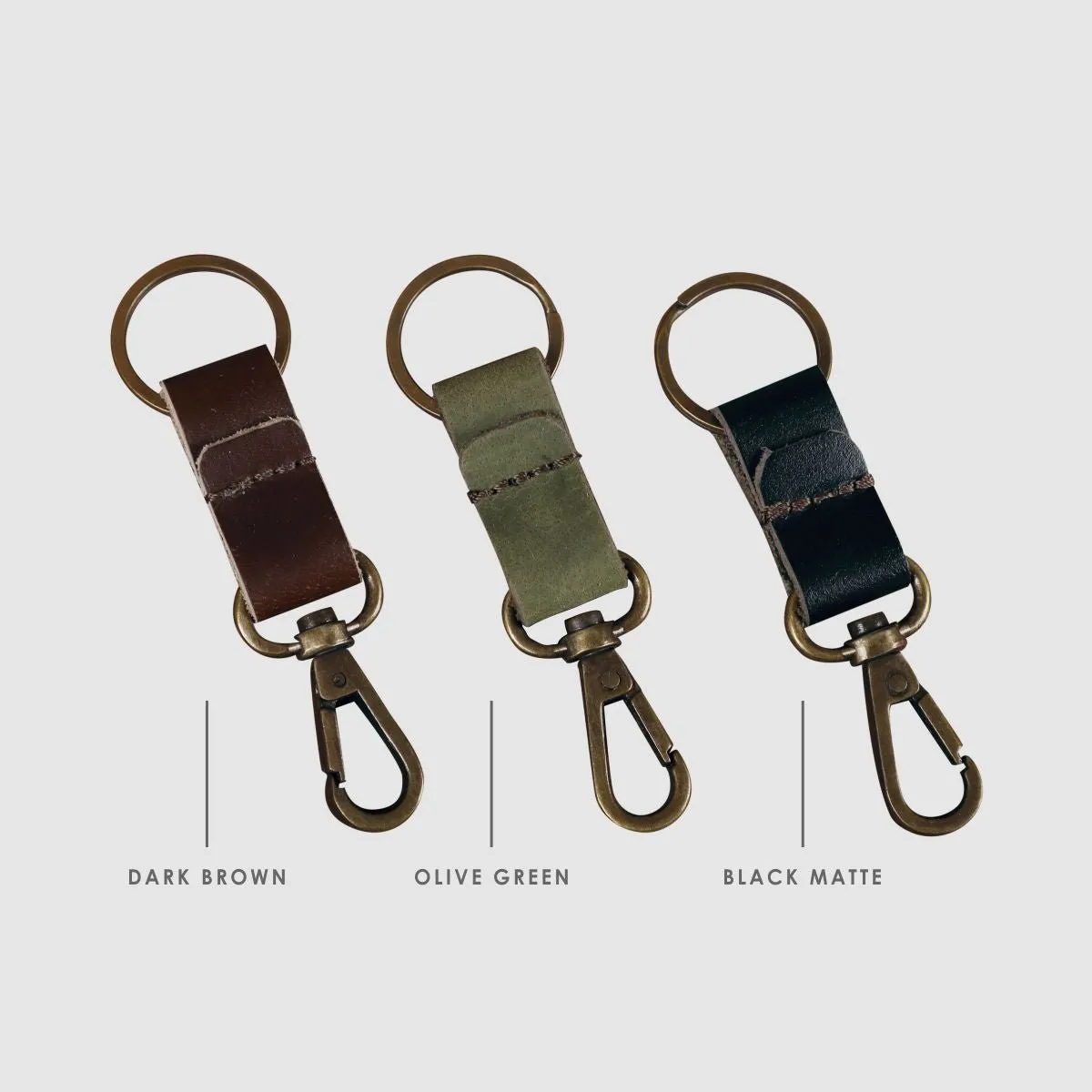 Leather Keychain Sturdy Style- Black Matte