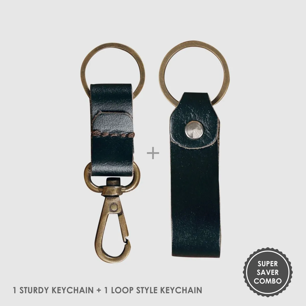 Leather Keychain Sturdy Style- Black Matte