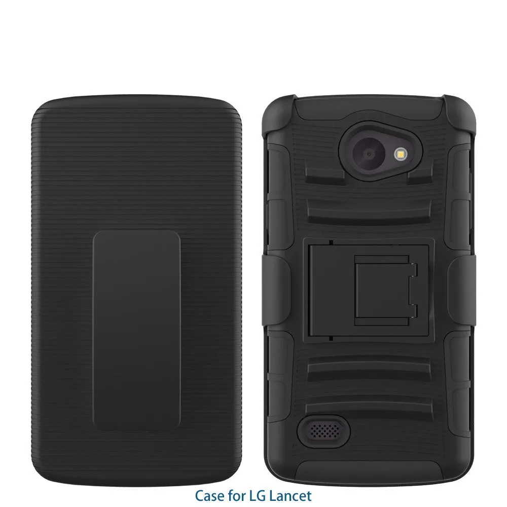 LG Lancet | VW820 Case, Hybrid Dual Layer Armor[Shock/Impact Resistant] Case Cover with Built-in Kickstand for LG Lancet - Black