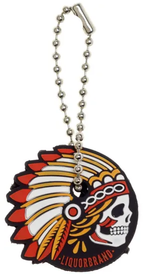 Liquorbrand Chieftain Indian Chief Skull Keycap Keychain Rubber Keychain Gift