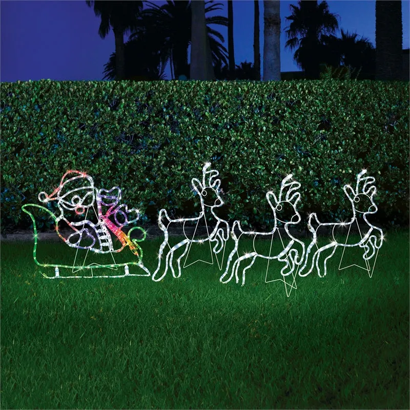 Lytworx 2.5m Santa Sleigh Reindeer Rope Light Silhouette