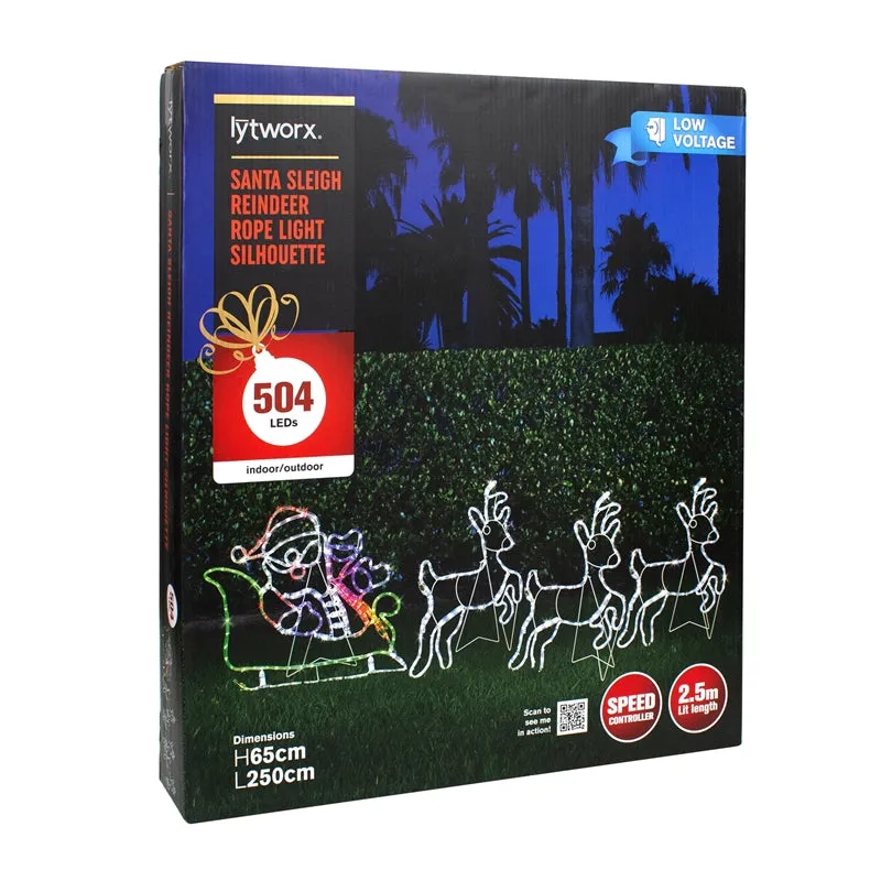 Lytworx 2.5m Santa Sleigh Reindeer Rope Light Silhouette