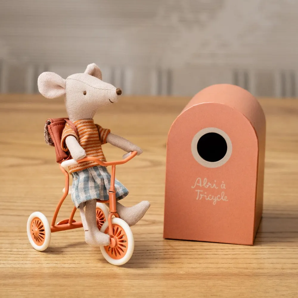 Maileg abri a  tricycle for mouse - coral 2024