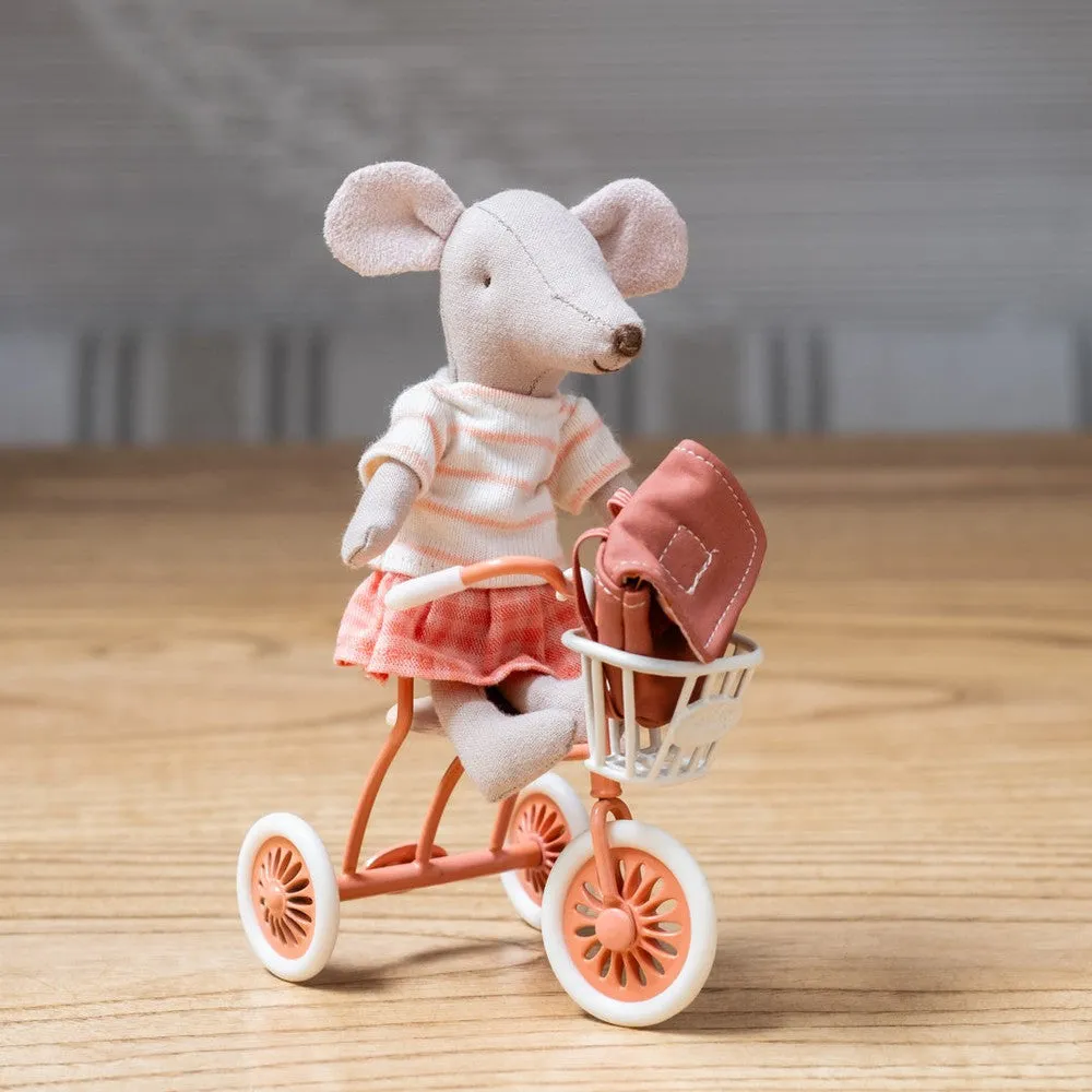 Maileg abri a  tricycle for mouse - coral 2024