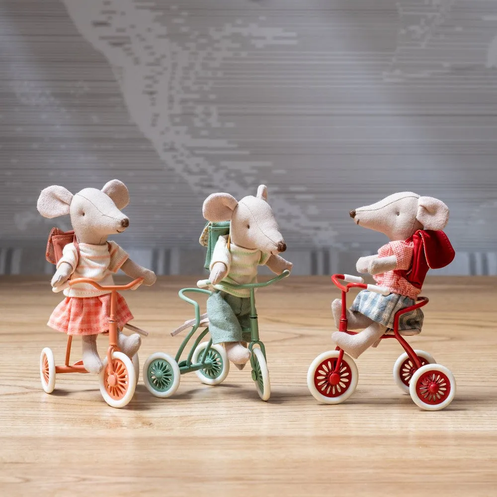 Maileg abri a  tricycle for mouse - coral 2024