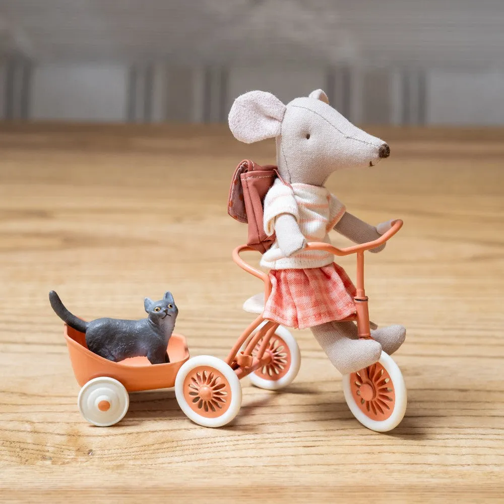 Maileg abri a  tricycle for mouse - coral 2024