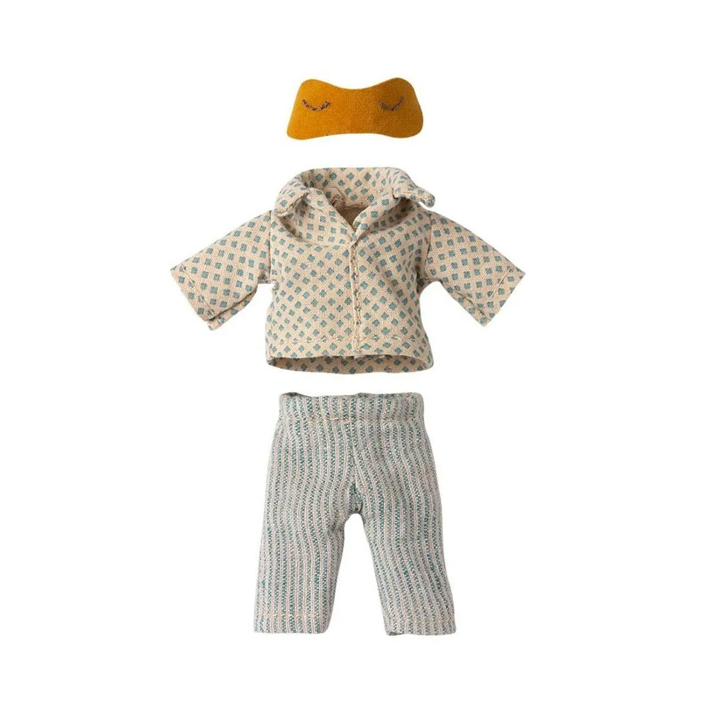 Maileg pyjamas for dad mouse - blue diamond