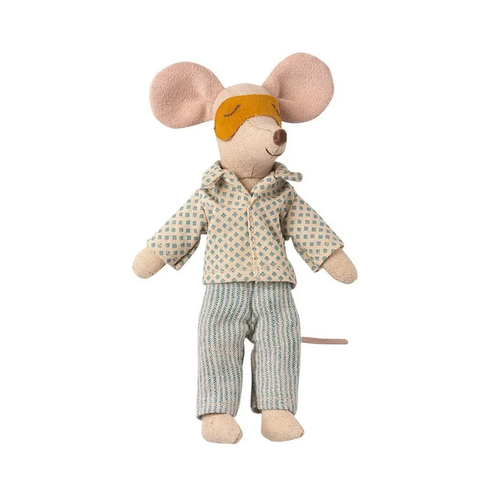 Maileg pyjamas for dad mouse - blue diamond