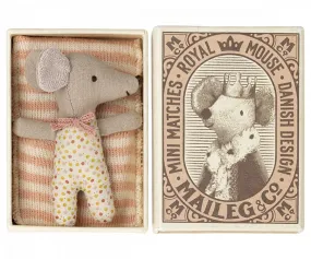 Maileg | Sleepy/Wakey Baby Mouse in Matchbox, Girl