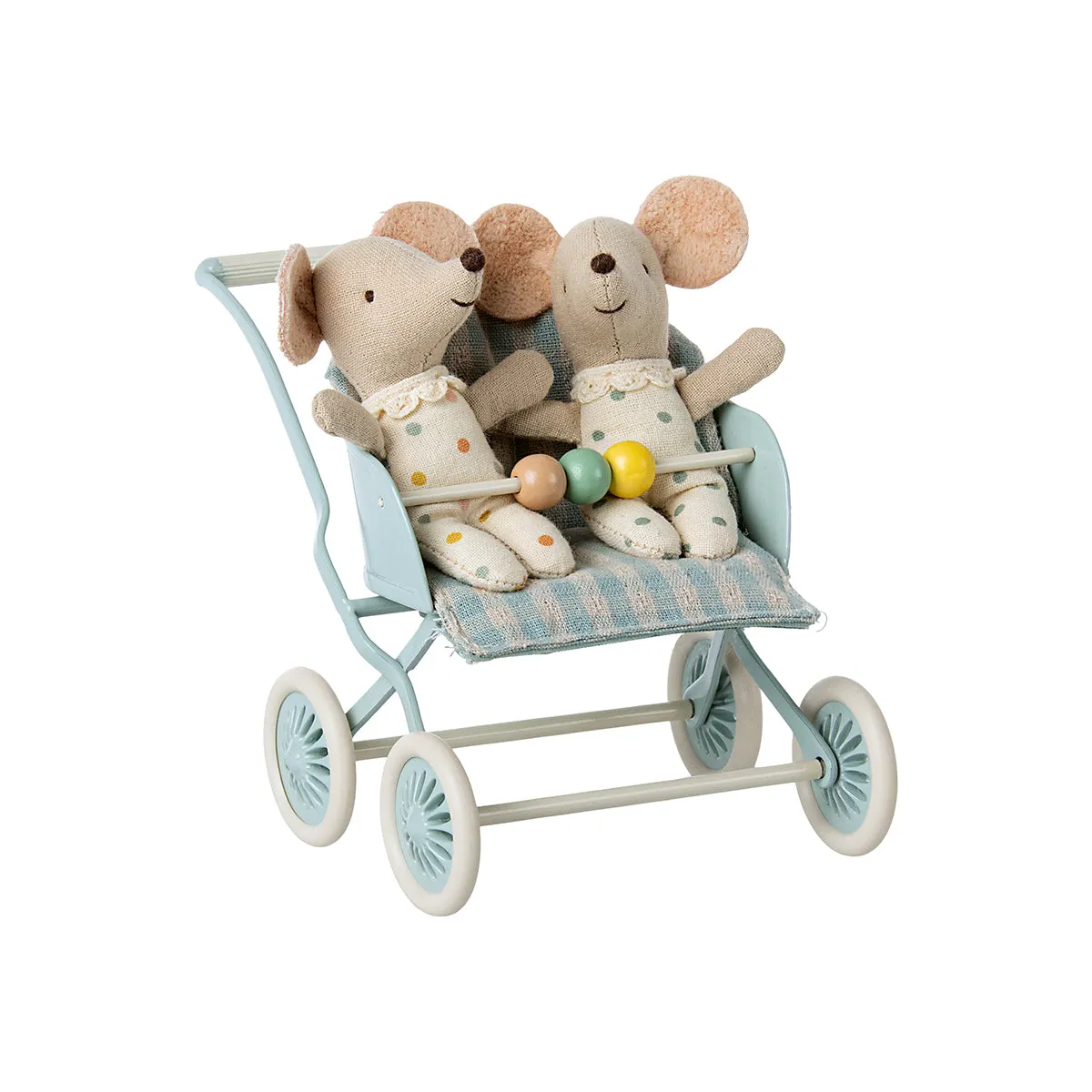 Maileg Stroller, Baby Mice - Mint