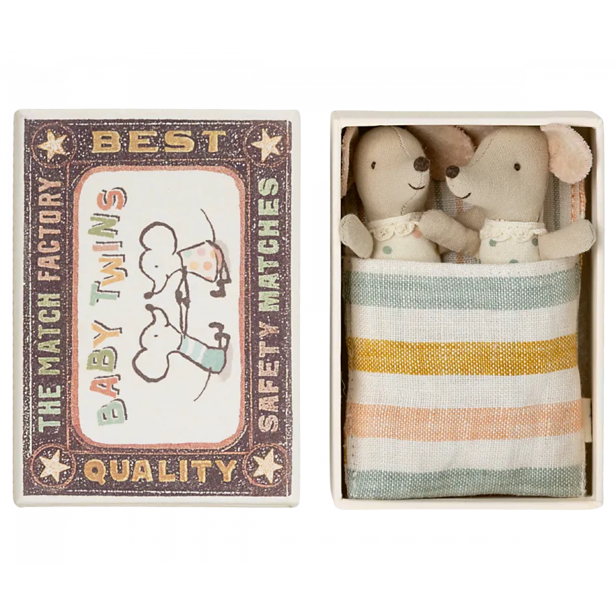 Maileg Twin Baby Mice in a Matchbox