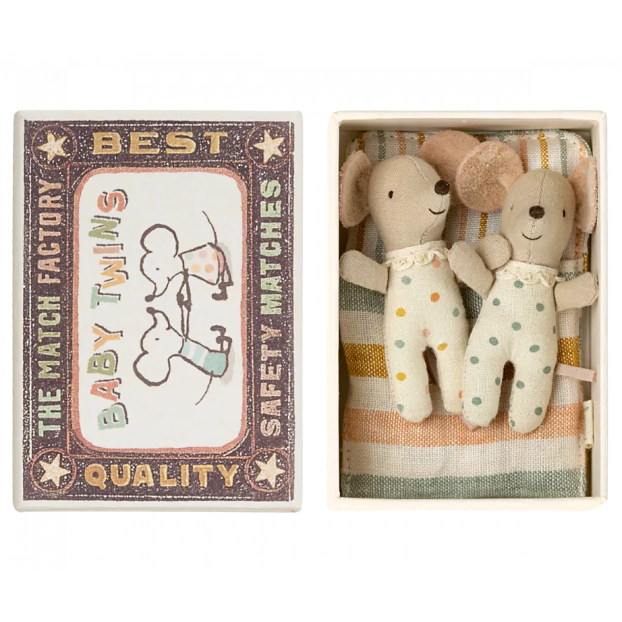 Maileg Twin Baby Mice in a Matchbox
