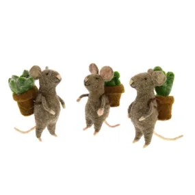 Mice with Succulents Ornament Assorted