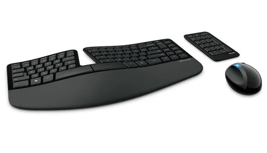 Microsoft Sculpt Ergonomic Desktop Wireless Keyboard and Mouse, 2.4GHz RF, USB - L5V-00001