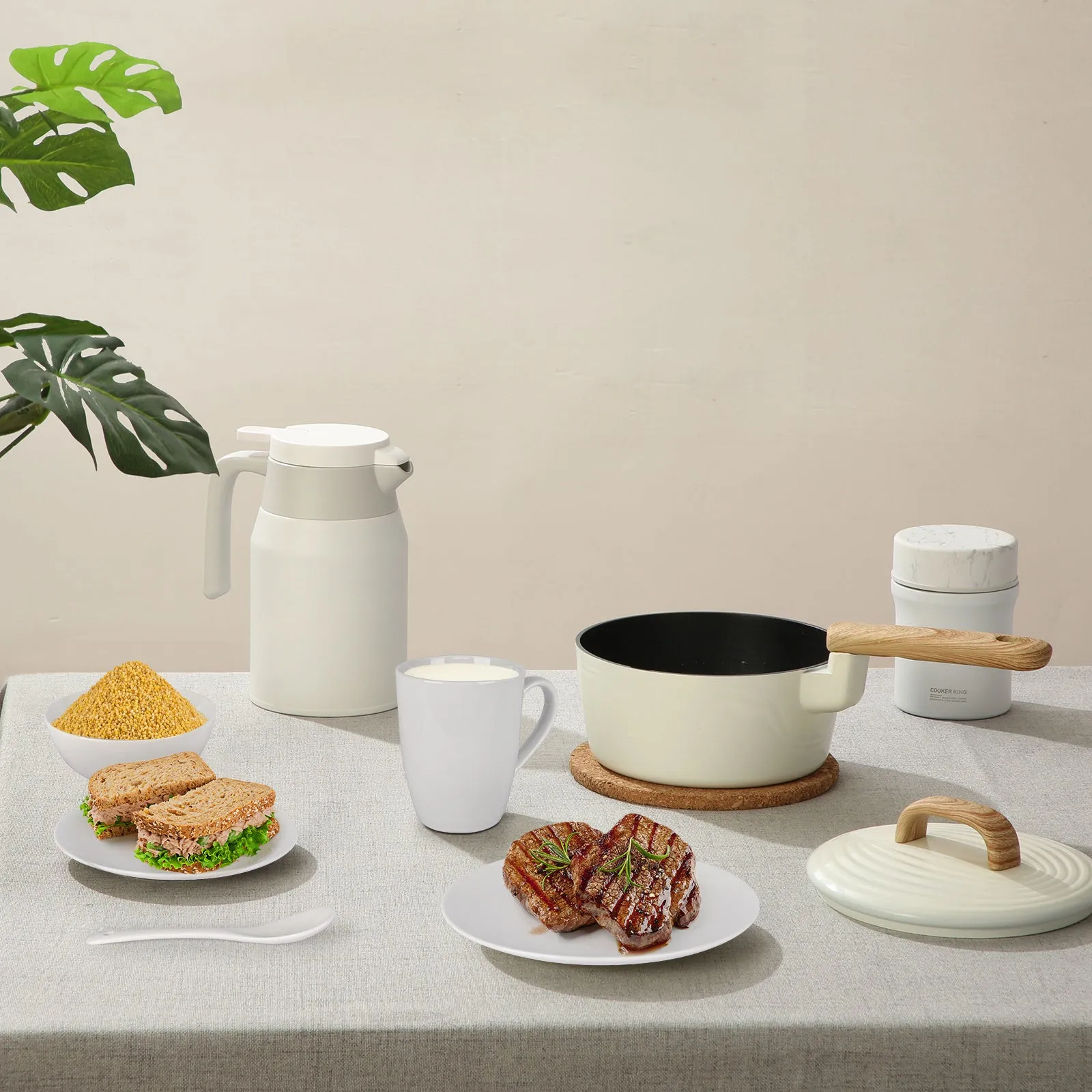Miibox White Dinnerware Set; 20-Piece Service For 4; with Dinner Plates; Salad Plate; Bowls; Mugs and Teaspoons; Porcelain Durable for Christmas; Halloween; Wedding; Banquet