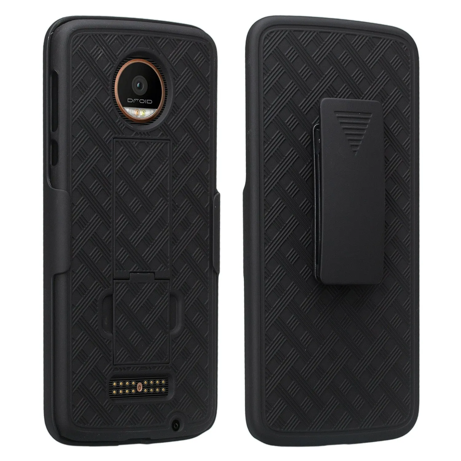 Moto Z Droid Case, Slim [Swivel Locking Belt Clip] Holster Shell Combo Case for Motorola Z Droid - Black