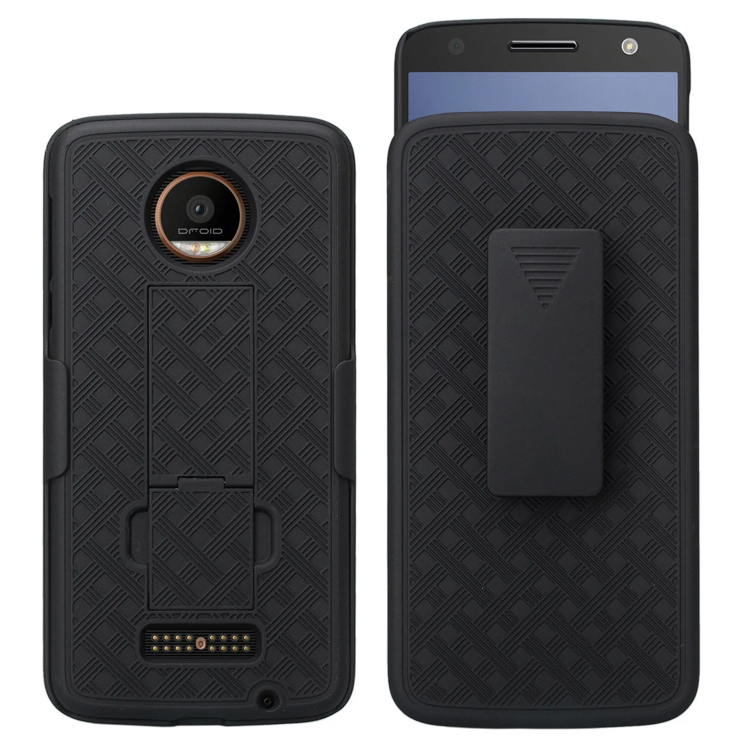 Moto Z Droid Case, Slim [Swivel Locking Belt Clip] Holster Shell Combo Case for Motorola Z Droid - Black