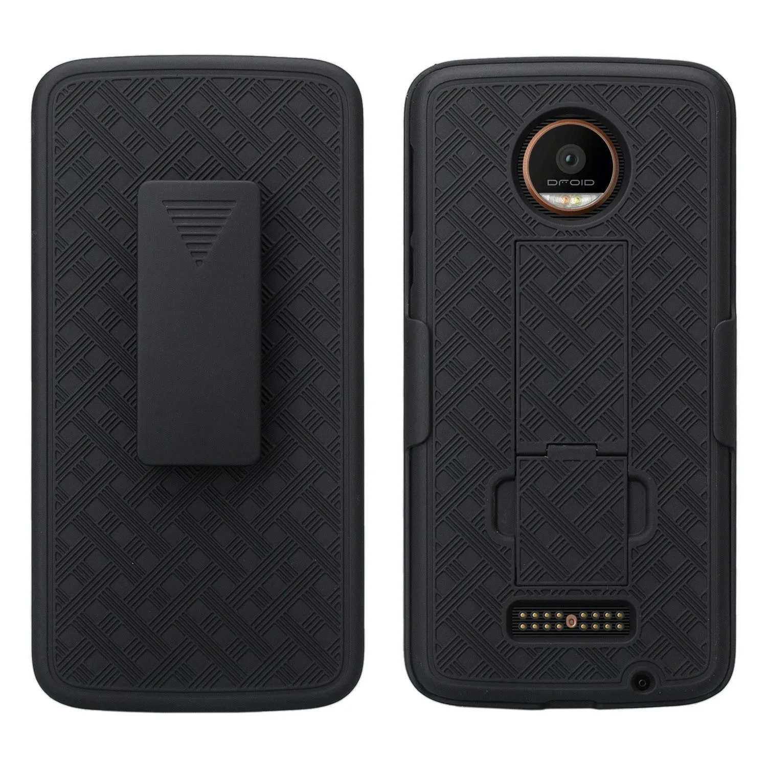 Moto Z Droid Case, Slim [Swivel Locking Belt Clip] Holster Shell Combo Case for Motorola Z Droid - Black