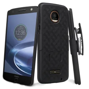 Moto Z Droid Case, Slim [Swivel Locking Belt Clip] Holster Shell Combo Case for Motorola Z Droid - Black