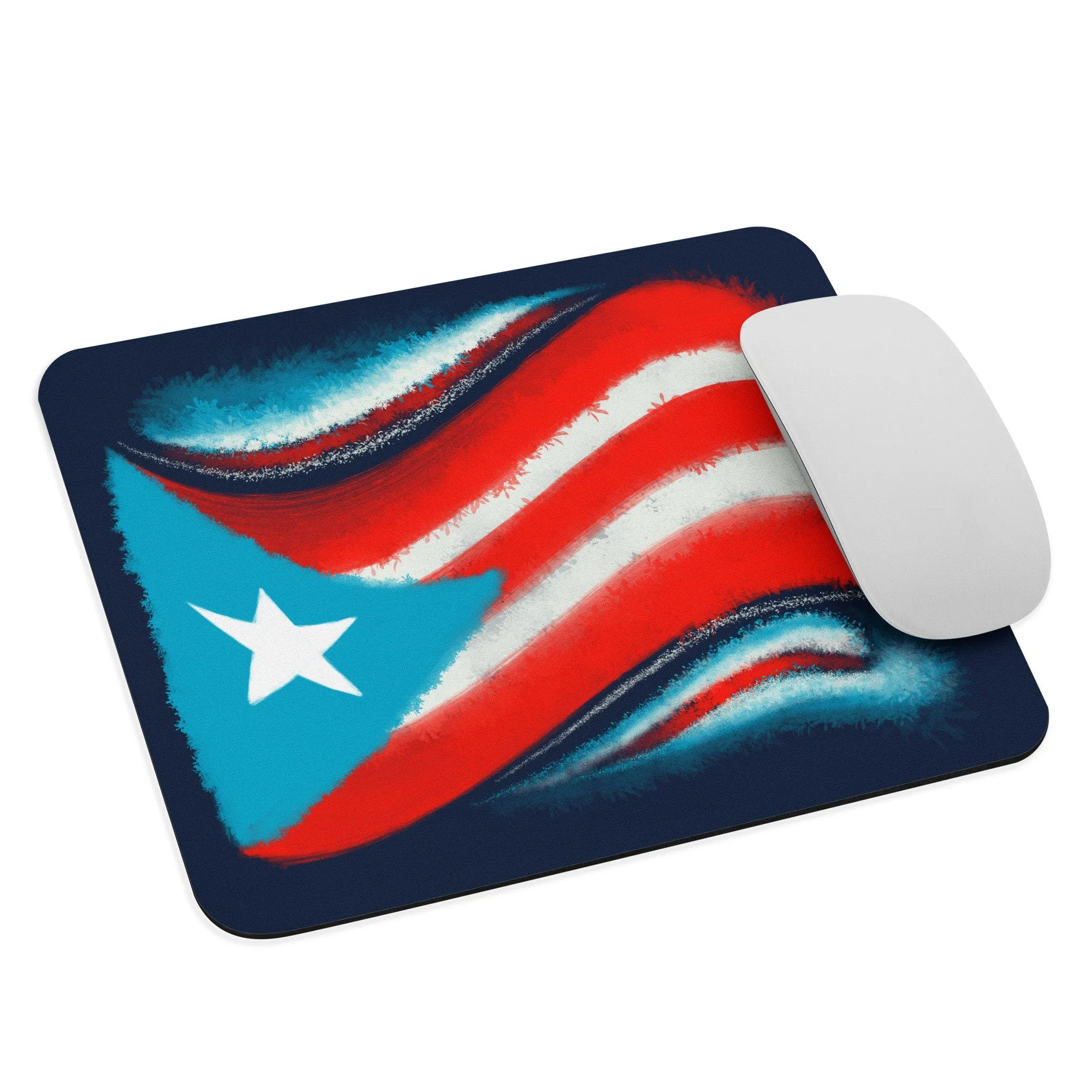 Mouse pad with Puerto Rico Flag Artwork - Procreate artwork with scatter and pedal brushes - island pride and elegance