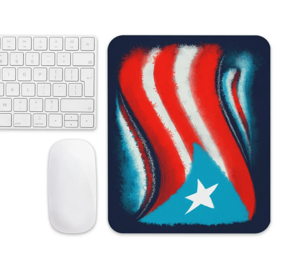 Mouse pad with Puerto Rico Flag Artwork - Procreate artwork with scatter and pedal brushes - island pride and elegance
