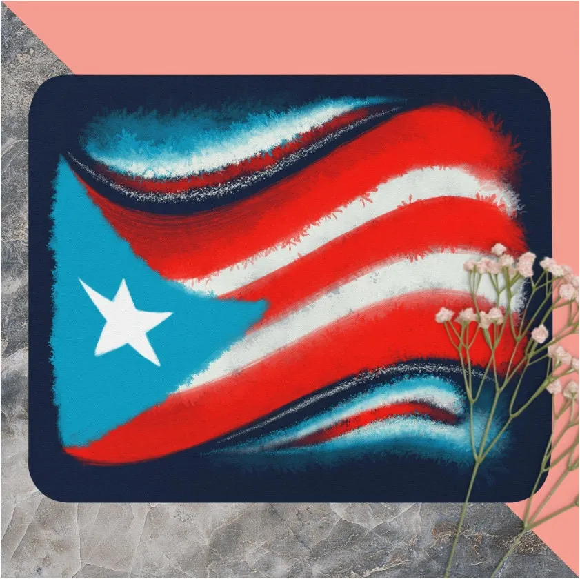 Mouse pad with Puerto Rico Flag Artwork - Procreate artwork with scatter and pedal brushes - island pride and elegance